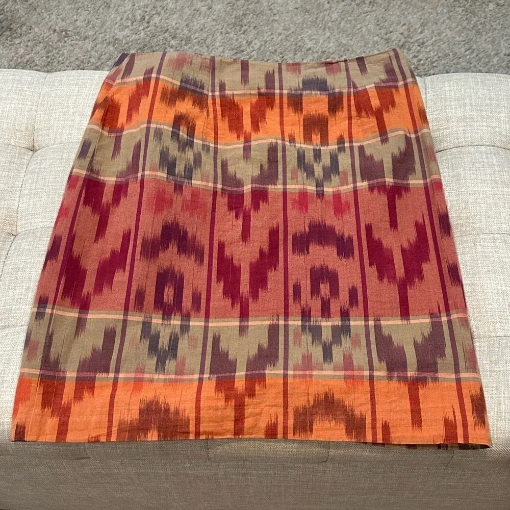 Ralph Lauren Women’s Geo Motif Cotton Linen Wrap Skirt Red Size 8 - NWT - Picture 8 of 14